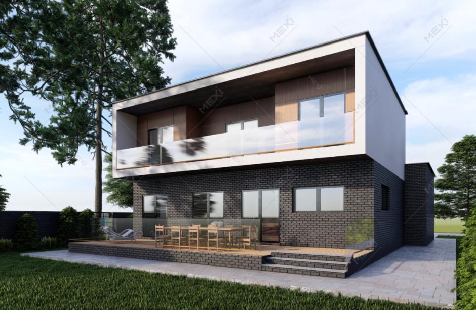 proiect casa moderna cu etaj pe structura metalica